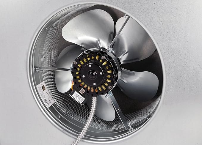 Master Flow GAF 1500 CFM Powered Roof Mount Attic Fan with Humidistat & Thermostat Controller for Up to 2800 Sq Ft | Durable Galvanized Steel Construction | Built-In Screen - ERV6BLHT