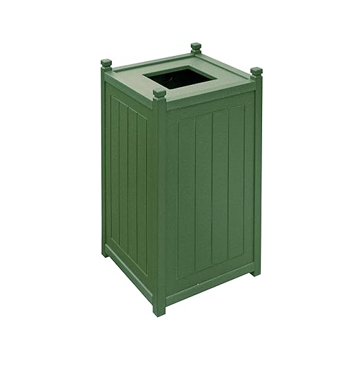 GT2016GRN Recycled Plastic Top Load Trash Container, 16 Gallons, 16"x16"x36", Green