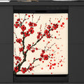 Dishwasher Magnet Cover Red Japanese Cherry Blossom Flower Reusable Dishwasher Magnetic Cover Sticker Decorative Dish Washer Door Cover Panel for Home Kitcen Appliance