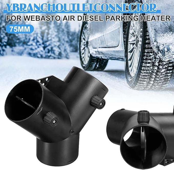 Air Heater Valve Parking Heater Valve Air Heater Valve Y type Diesel Engine 75mm Heaters Parking Heater Accessories Car Heater Ventilation Duct Y Branch Outlet Exhaust Connector