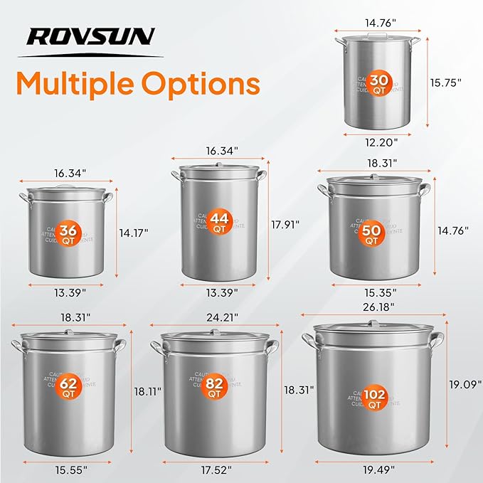 ROVSUN 82QT Stainless Steel Seafood Boil Pot with Strainer Basket, Lid & Hook, Versatile Stock Pot for Crab, Lobster, Shrimp Boiling, Heavy-Duty Turkey Fryer for Outdoor Cooking & Gatherings