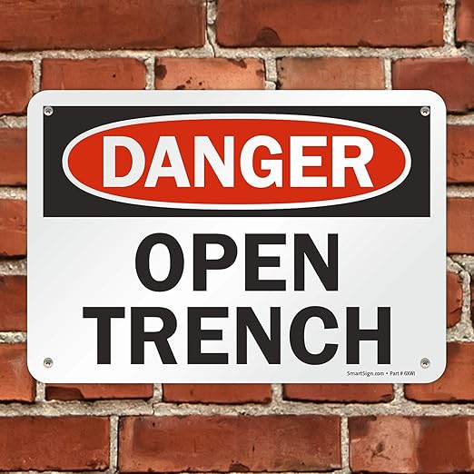 SmartSign "Danger - Open Trench" Sign | 7" x 10" Plastic