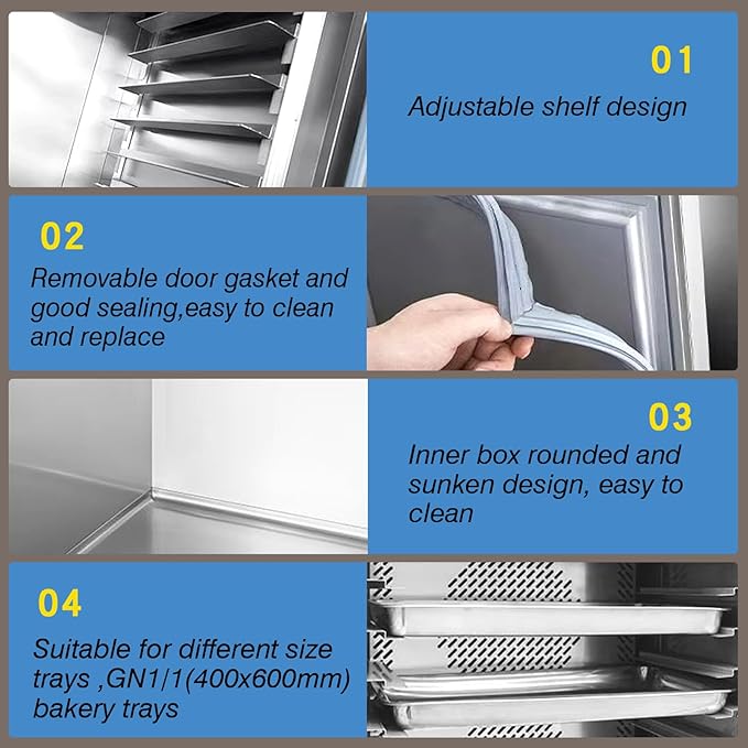 Kolice Commercial 5 Trays Blast Chiller, Chest Freezer, Shock Freezer with Food Probe,Used in Restaurant,Bakery,School,Hotel to Preserve Ice Cream,Fish,Chicken,Dumpling,Beef,Dessert,etc