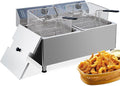 Twin 11L Commercial Deep Fryer | Dual 201 Stainless Steel Tanks with 2 Baskets & Lids | 3400W Total (1700W x 2) 110V for Restaurant & High-Volume Use