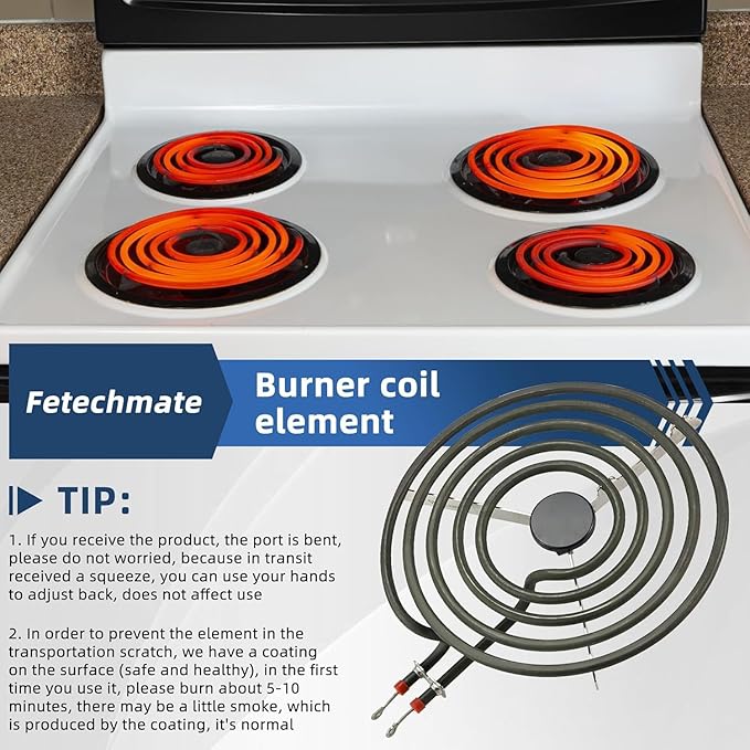 2 Pack MP21YA (8") Electric Range Burner Element Unit Set Replacement Fit for Frigi-daire Whirl-pool Ken-more May-tag Stove Top Burner Replace WPY04100166, 4381750, Y0E00801799, 19950009 By Fetechmate