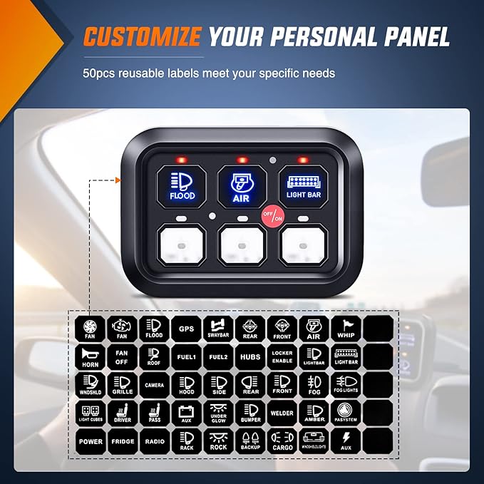 Nilight 6 Gang Switch Panel Universal Circuit Control Relay System with Fuse Wiring Harness Automatic Dimmable ON-Off LED Pod for Cars Trucks Boats ATV UTV SUV