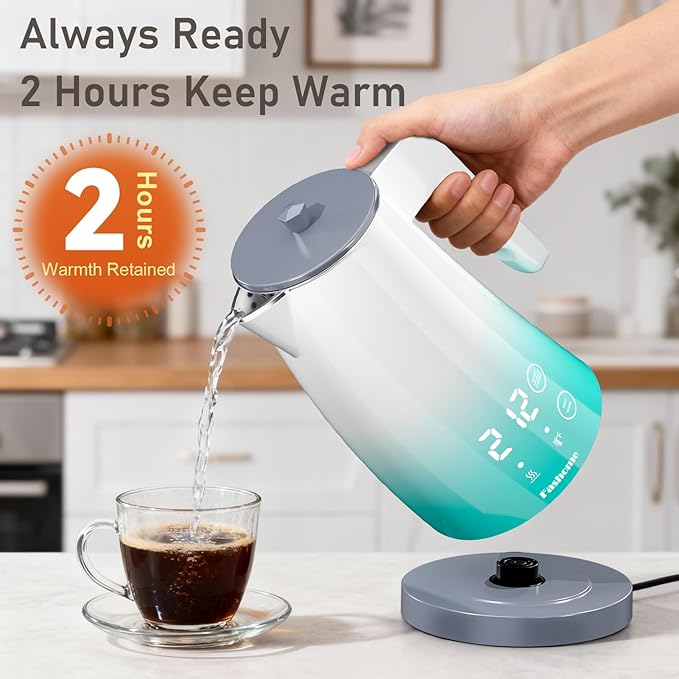 Electric Kettle with Temperature Control, 5 Preset Temps, 2H Keep Warm -1200W Quiet Water Boiler,Electric Tea Kettle with BPA-Free, Digital Cool-Touch, Rotating Base for Home,Office(Blue Gradient)