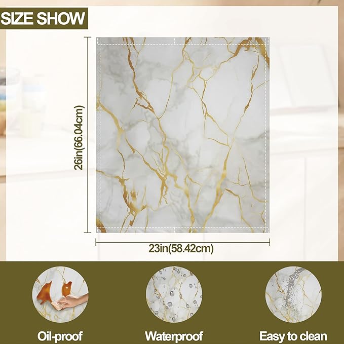 White Marble Dishwasher Magnets Decorative Cover,Gold Veins Magnet Fridge Panel Decal for Home Kitchen Decor,23x26 in
