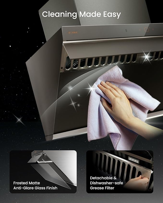 FOTILE JQG9007-Y 36" Under Cabinet or Wall Mount Kitchen Range Hood 1100 CFM 4 Speed Level with LED Lights, Fingerprint Resistance and Motion Control