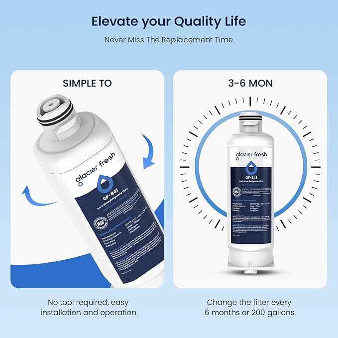 GLACIER FRESH Replacement for DA97-17376B Refrigerator Water Filters, HAF-QIN, HAF-QIN/EXP, DA97-08006C, RF23M8070SG, RF23M8070SR, RF23M8090SG, RF23M8090SR, RF23M8570SR, RF23M8590SG (1 Pack)