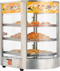 VEVOR 3-Tier Commercial Food Warmer Display, 800W Food Display Warmer with LED Light, Adjustable Shelf and Stainless Steel Frame, 86℉~185℉ Air Heating, 60L for Hamburger, Pizza, Bread, Fried Chicken