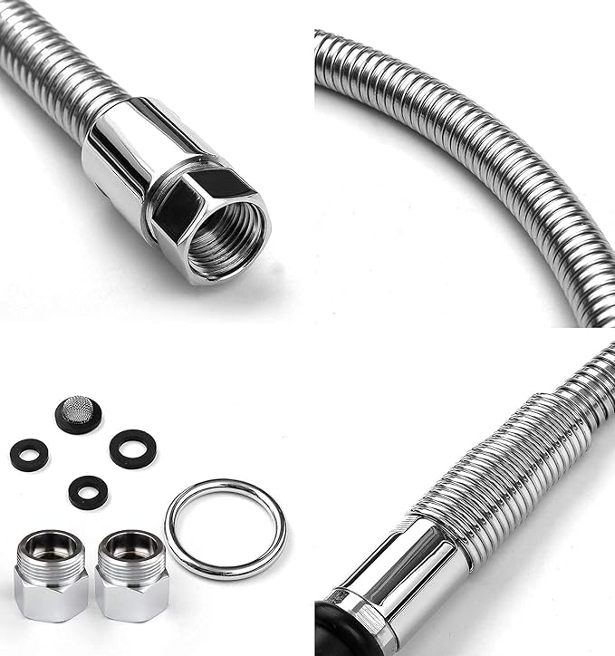 CWM Commercial Sink Sprayer with 45” Flexble Stainless Steel Hose, 1.42 GPM Pre Rinse Spray Valve with Ergonomic Handle, Commercial Sink Faucet Parts,Dishwasher Sprayer for Restaurants (Gray)