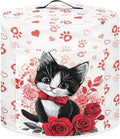 Cat Rose Heart Love Print Dust Cover for 3 Quart Instant Pot, Dust Proof Pressure Cooker Cover Valentine's Day Decoration Electric Appliance Cover Air Fryer Accessories with Pocket and Handle