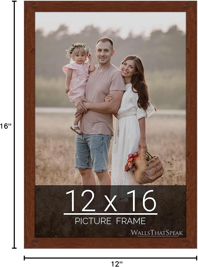 wallsthatspeak 12x16 Dark Walnut Rustic Pine Picture Frame for Puzzles Posters Photos or Artwork