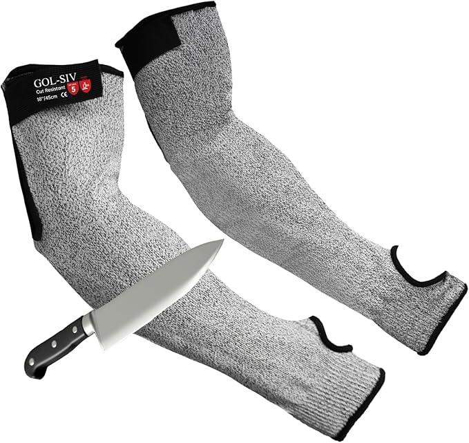 Cut Resistant Sleeves With Thumb Hole, Arm Protectors For Thin Skin And Bruising, Gardening Sleeves For Women, Men, Elderly (17.7in, Grey)