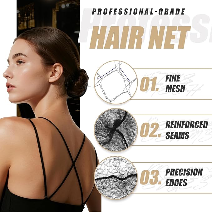 Hair Net Set: 300 Pieces 22-Inch Black Nets, for Food Service, Bun Making, Ballet