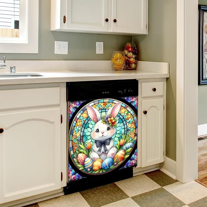 Easter Egg Animal Rabbit Dishwasher Magnet Cover Magnetic Dishwasher Decorative Cover Front Dishwasher Door Covers Reuseable Dishwasher Covers Decal for Kitchen Home Decorative