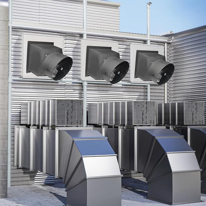 Schaefer 16" Direct Drive Hazardous Location Duct Exhaust Fan – Heavy Duty Stainless Steel Portable Utility Exhaust Ventilator W/Aluminum Shutter, Aluminum Blade for Greenhouse, Attic, Garage, Window
