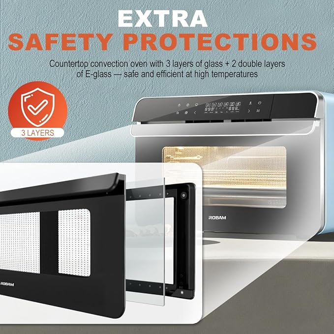 ROBAM Toaster Steam Combi Oven, Countertop Air Fryer 20-in-1 Oven with Convection & Grill, Stainless Steel Interior, 3-Layer Insulated Glass Door, 3 Steam Modes, 30 Built-In Recipes (Green)
