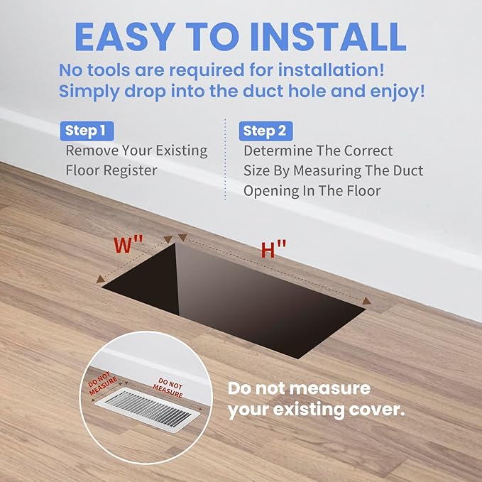 4x12 Inches Heavy Duty Walkable Floor Register Easy Adjust Air Supply Lever Floor Vents - Seattle Design - Vent Cover for Home Floor - Matte Black