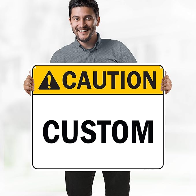 Custom Caution Sign, Ansi Sign, Osha Compliant, 24x30 Inches, 55 mil thick HDPE (high density polyethylene), Made in USA by My Sign Center