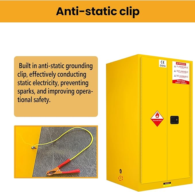 392 Gal Flammable Liquid Storage Cabinet with Double-Layer Alloy Steel, Three-Point Locking System, Flammable Storage Cabinet for Factory, Laboratory, Garage Fire Safety Cabinet for Hazardous Storage