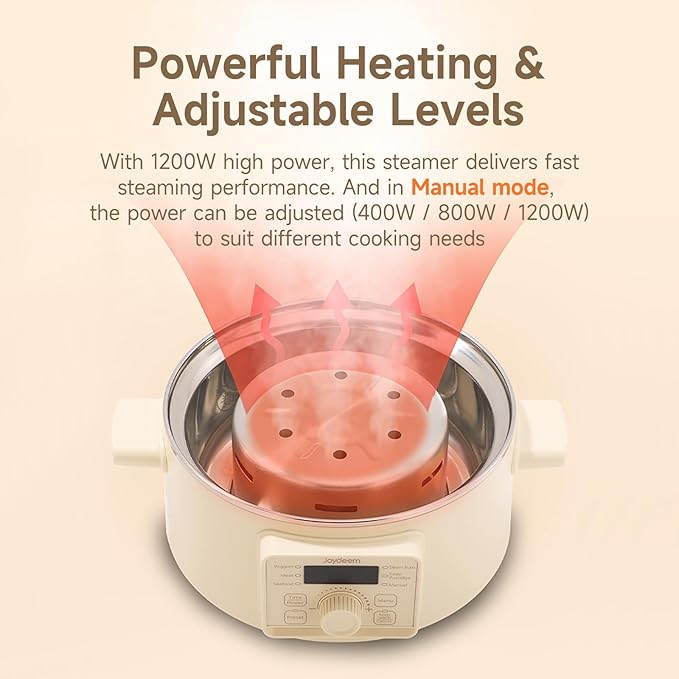 Joydeem Electric Food Steamer for Cooking, 2-Tier Stainless Steel Vegetable & Food Steamers, 13L/13.7 qt Large Capacity, DZG-A100