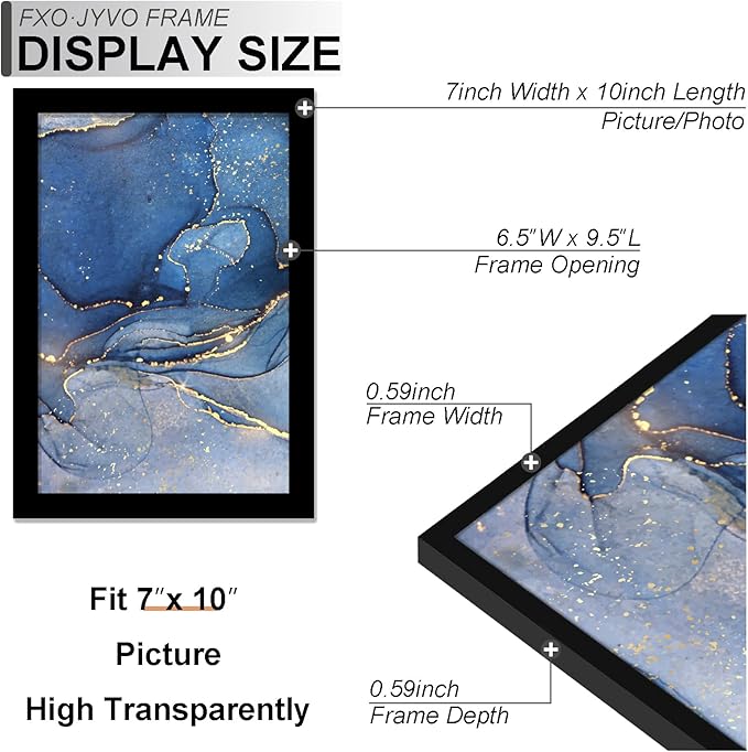 7x10 Picture Frame Set of 3, Black Frame for 7 x 10 Inch Picture Poster Photo, Light Weight and High Transparent 7 by 10 Frame for Wall - 3 Pack/Black/7"x10"