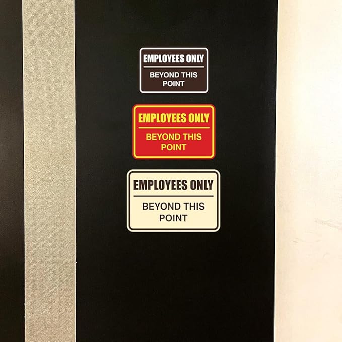 All Quality Classic Framed Employees Only Beyond This Point Wall or Door Sign | Easy to Install Business Signage - Large (Walnut) 10 Pack