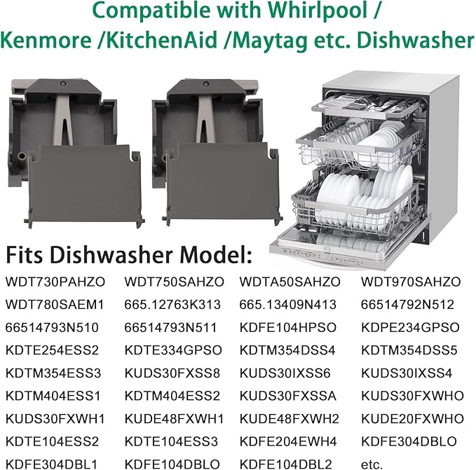W10195372 W10195373 Dishwasher Dishrack Adjuster Housing, For WDT750SAHZ0 WDT730PAHZ0 Upper Rack Parts For Whirlpool Kenmore Dishwasher Top Rack Parts （2pcs）