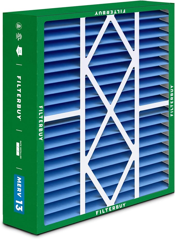 Filterbuy 19x20x5 Air Filter MERV 13 Optimal Smoke & Allergy Defense (2-Pack), Pleated HVAC AC Furnace Filters for Bryant, Carrier, BDP, Day & Night, and Payne (Actual Size: 19.06 x 19.81 x 4.25)