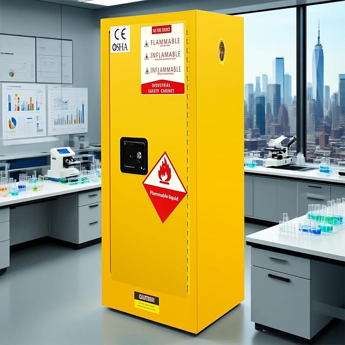 24.11" D * 24.11" W * 38" H Hazardous Material Flammable Storage Cabinets, Adjustable Shelf Steel and Ground Cable Storage Cabinet, for Explosion Proof Chemical Cabinet