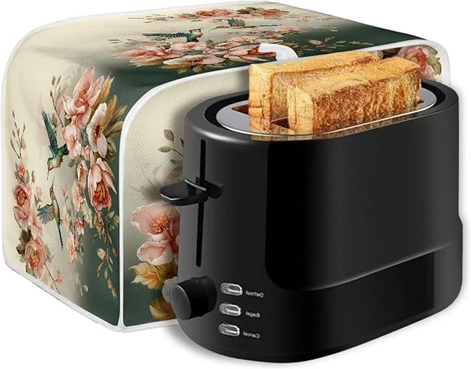 UNICEU Vintage Floral Hummingbird 2 Slice Toaster Cover Kitchen Small Appliance Cover, Quilted Toaster Bread Maker Cover Home Decoration Gifts