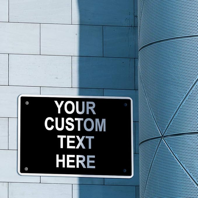 Aluminum Weatherproof Metal Sign Multiple Sizes Custom Personalized Text Here Black White Traffic Regulation Horizontal Street Signs 10x7Inches