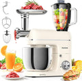 Stand Mixer, 7-IN-1 6.5QT 660W Multifunctional Electric Kitchen Mixers with Blender, Meat Grinder, Dough Hook, Whisk and Beater, 8-Speed Food Mixer for Baking, Cooking, Food Processing, Beige