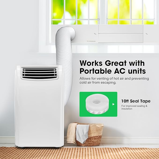 VIVOSUN Window Duct Kit, Portable AC Window Seal Kit with 5.9" Diameter 59" Length Hose, Fit with 4"/6" Ducting for Sliding Window, Adjustable AC Vent Kit for Duct Fans, Air Conditioner, Dryer