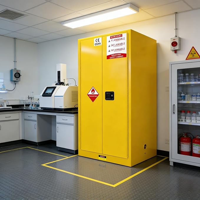 73" H x 39" D x 39" W Flammable Storage Cabinet, Galvanized Steel Safety Cabinets, Flammable Liquid Storage Fireproof Cabinet for Commercial, Industrial Use