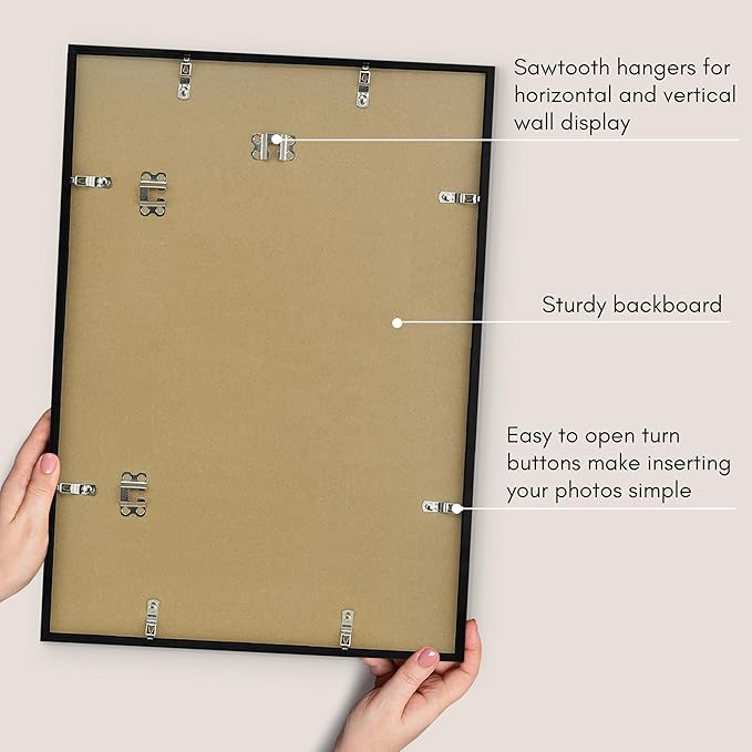 Americanflat 15x21 Picture Frame with Polished Plexiglass - Streamline Collection - Thin Border Picture Frame for Wall Display - Hanging Hardware Included - Black