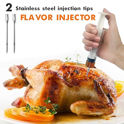 CloudHand Meat Turkey Pop Up Timer & Flavor Injector Set, Turkey Thermometer Disposable Chicken Beef Cooking Meat Thermometers & Timers, Pops at 175°F–180°F Pack of 6