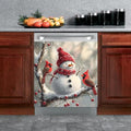 Christmas Snowman Dishwasher Magnetic Cover Front Door Stickers Cardinal Bird Dishwasher Magnet Covers Kitchen Fridge Decals Xmas Decoration Kitchen Cabinet Sticker, Magnetic 23" x 26"