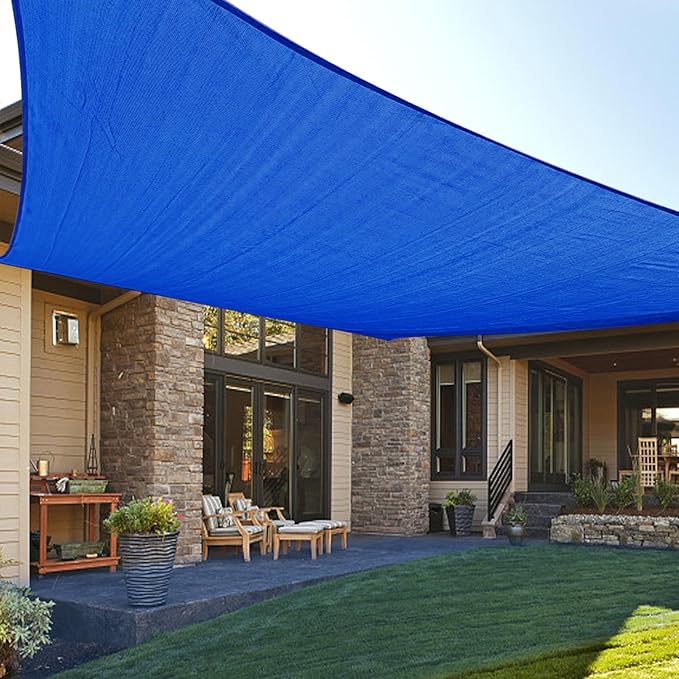 LOVE STORY 10' x 16' Blue Sun Shade Sail Rectangle SS-022 UV Block Shade Canopy Sunshade for Patio Garden Backyard (We Make Custom Size)