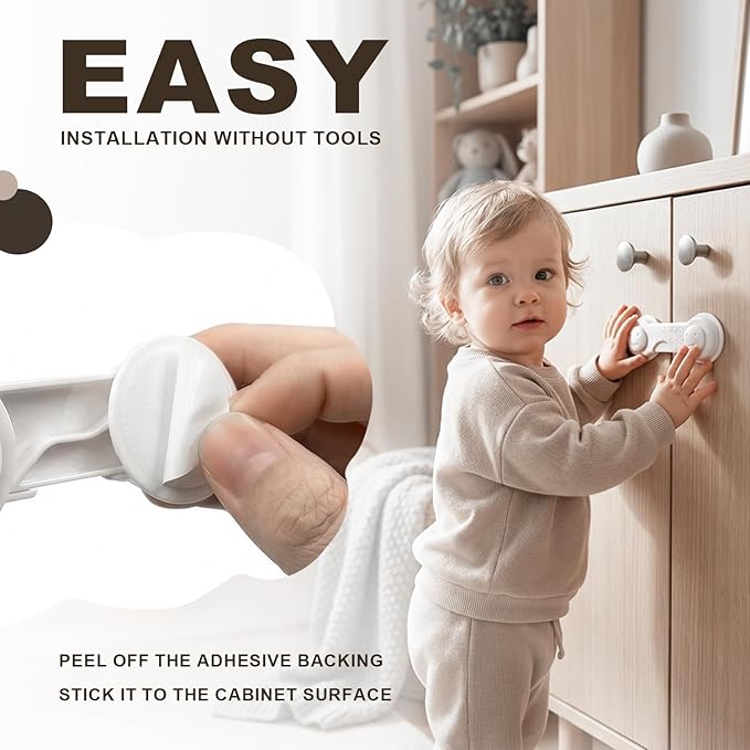 Baby Proofing Kit, 45 Pack Child Safety Pack – Cabinet & Drawer Locks, Corner Guards, Outlet Covers, Universal Safety Straps, Sliding Cabinet Locks, Door Stopper，Keep Your Child Safe at Home