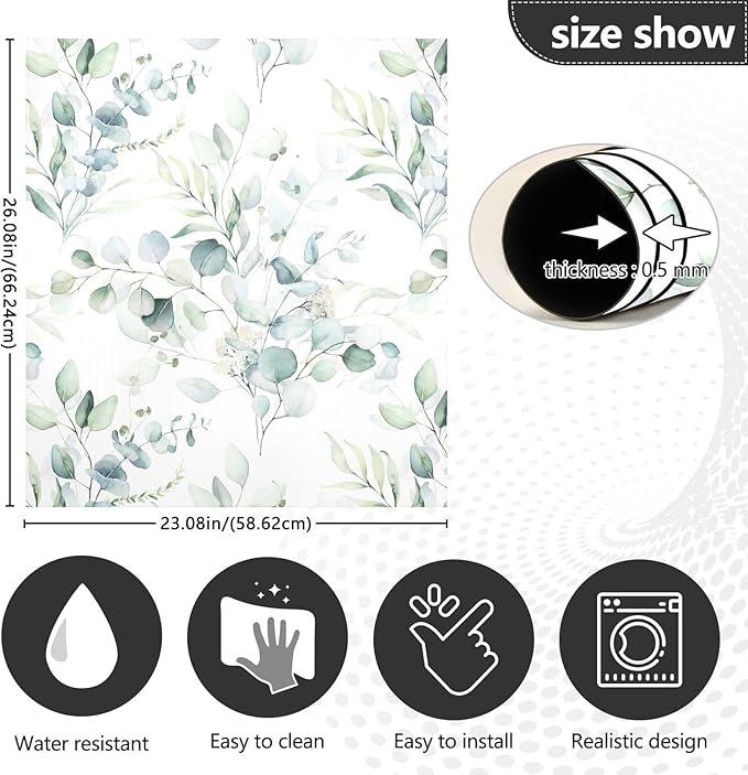 Green Sage Eucalyptus Leaves Dishwasher Magnet Cover Sticker Magnetic Refrigerator Panel Front Door Fridge Microwave Decal Decorative
