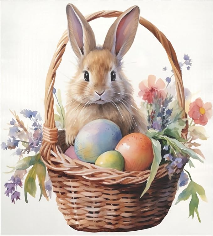 Dishwasher Magnet Cover, Easter Bunny Magnet Sticker Fridge Panel Decal for Home Kitchen Decor, 23x26 in