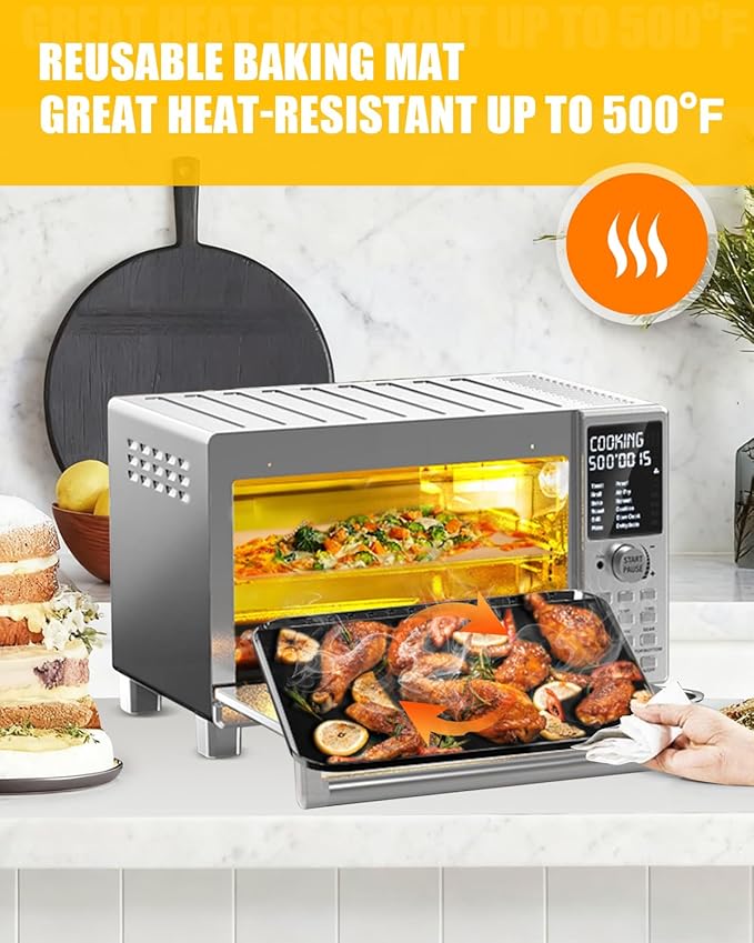 134PCs Air Fryer Liners Compatible with Nuwave Bravo XL Pro Air Fryer Toaster Oven 30QT,4PCs Baking Teflon Mats Reusable and 130PCs Parchment Paper Accessories for Nuwave 12-in-1 Oven with Grill Combo