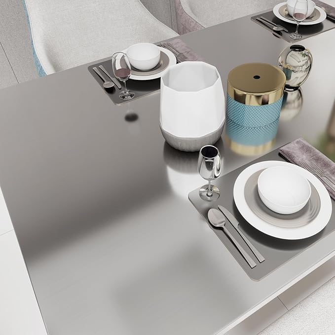 Stainless Steel Contact Paper Peel and Stick Countertop Silver Metallic Refrigerator Wrap Contact Paper DIY Waterproof Wallpaper for Kitchen Backsplash Dishwasher A Set of 23.6"x120"