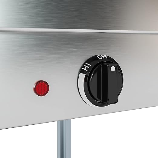 KoolMore 4-Pan Open Well Commercial Electric Stainless Steel Steam Table Food Warmer for Buffets with Undershelf, Warming Control Knobs, and Front Serving Area [120V] (KM-OWS-4), Silver