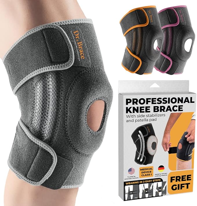 DR. BRACE ELITE Knee Brace with Side Stabilizers & Patella Gel Pads for Maximum Knee Pain Support and fast recovery for men and women-Please Check How To Size Video (Moon, Small)