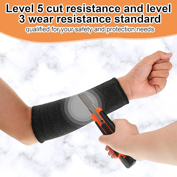 Neer 4 Pair Protective Arm Sleeves for Thin Skin Anti-Cut Burn Resistant Cover Forearm Sleeve for Cooking Construction (Black, Gray,7.9 Inch)