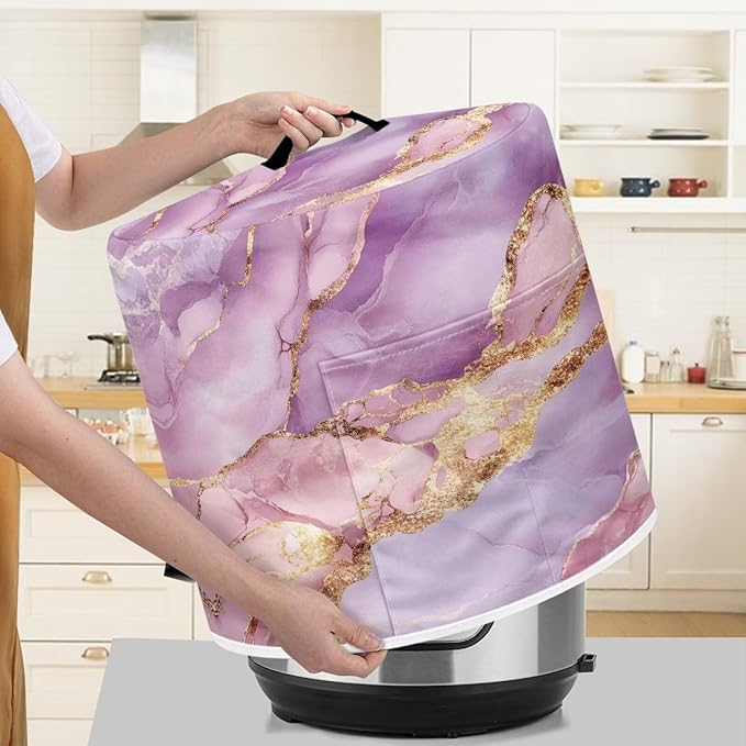 Purple Marble Dust Cover for Kitchen Instant Pot Accessories Appliance Cover Quart Pressure Cooker Air Fryer Rice Cooker Kitchen Appliance Dust Covers with Storage Pockets Size M